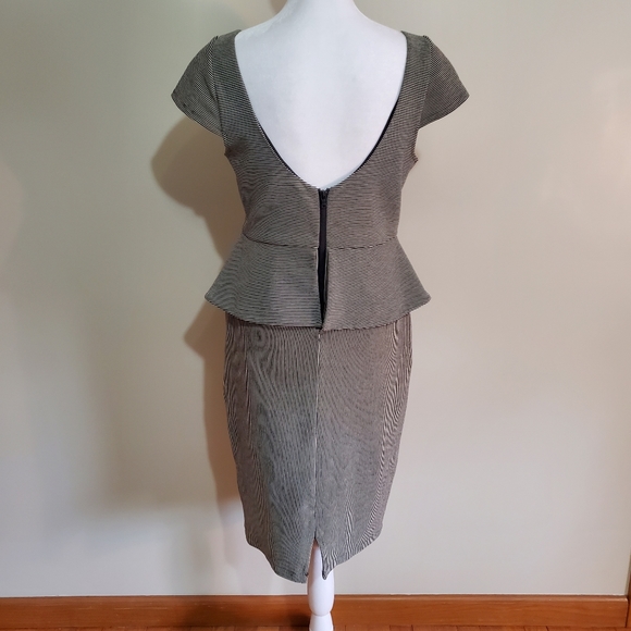 Alice + Olivia black & white stripped peplum dress with scoop back. Size M. - Picture 5 of 10